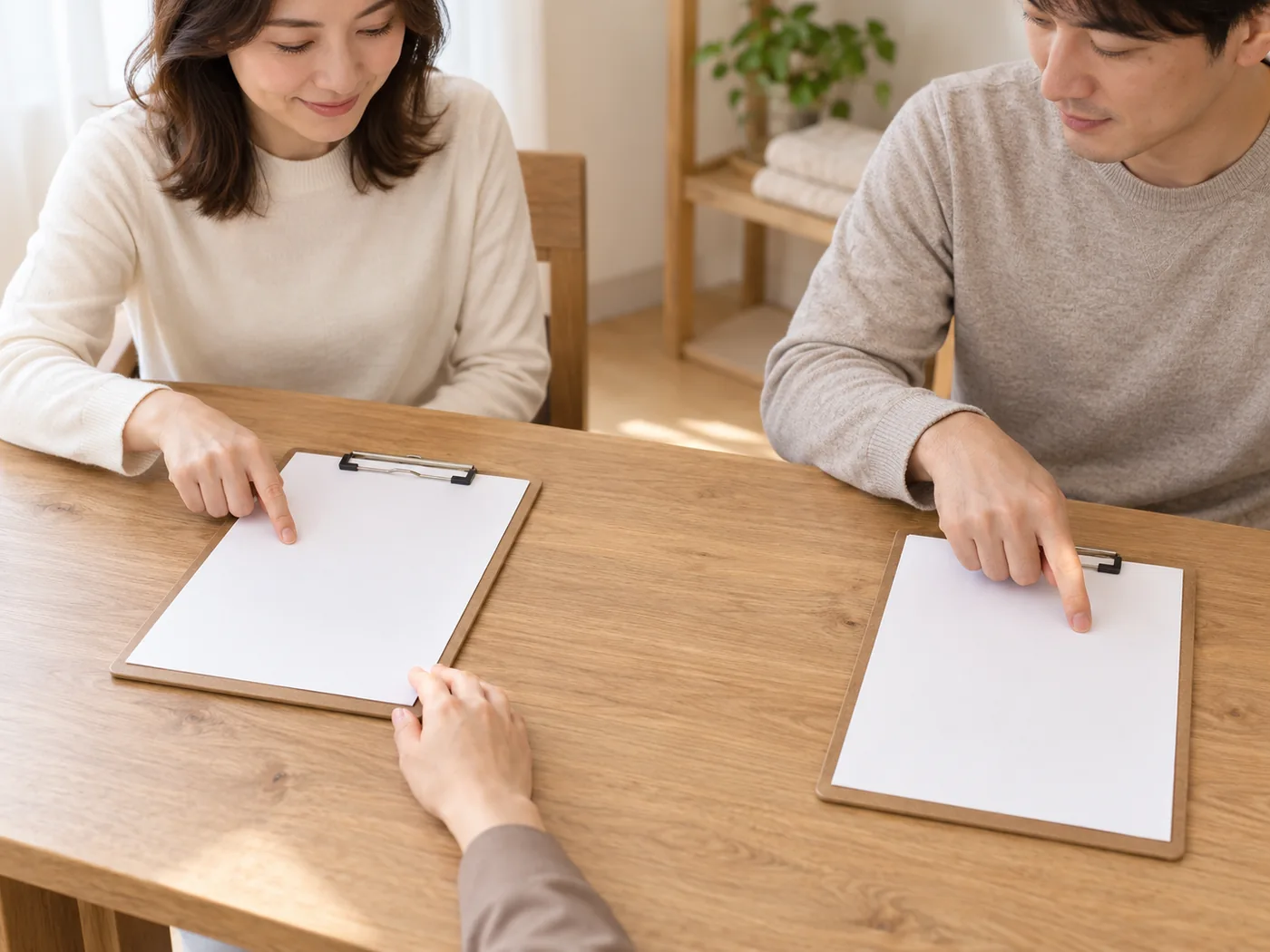 一人ひとりの希望を別々の用紙で確認する手元のイメージ