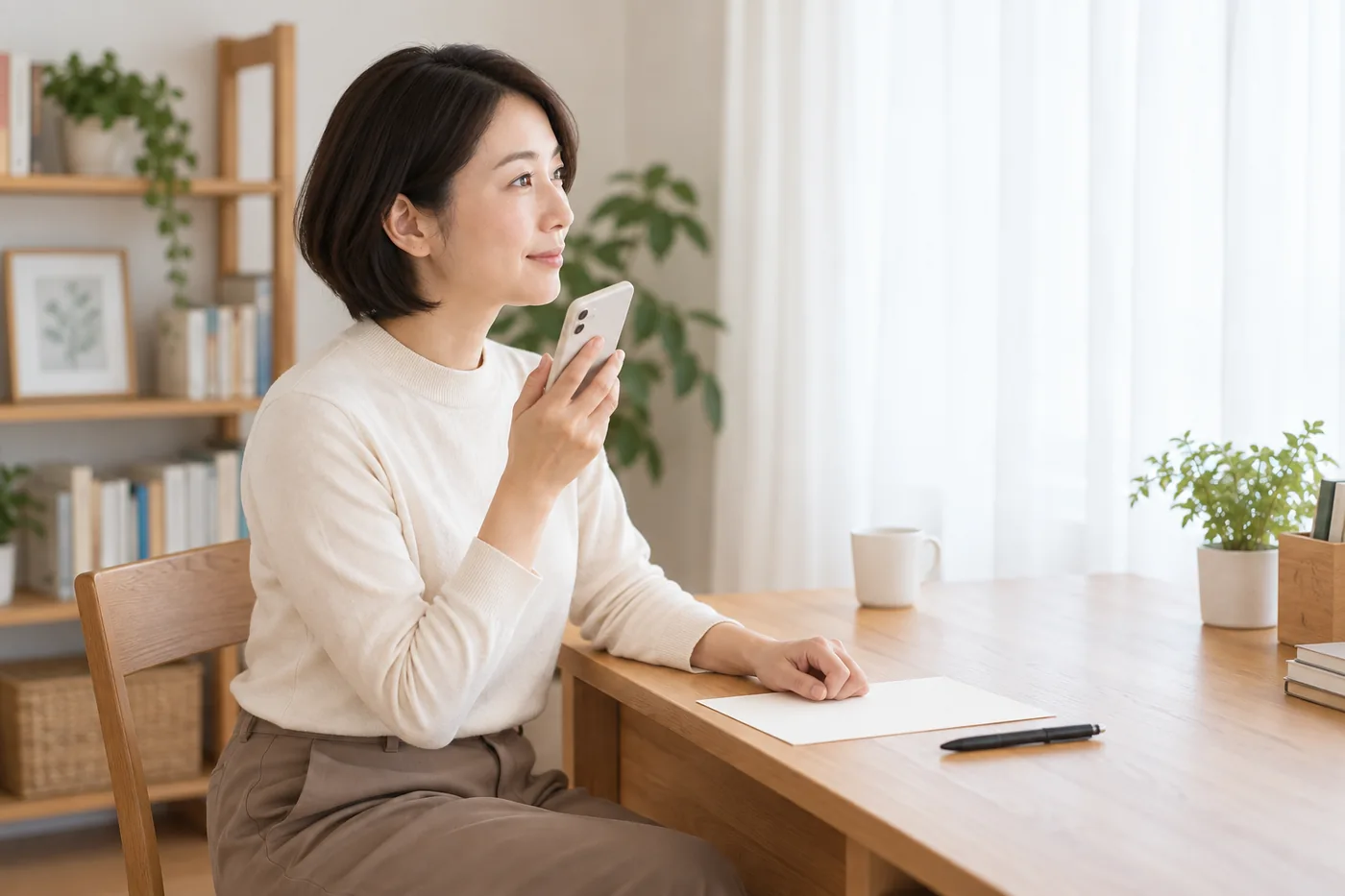 出張施術を電話で相談する女性のお客様のイメージ