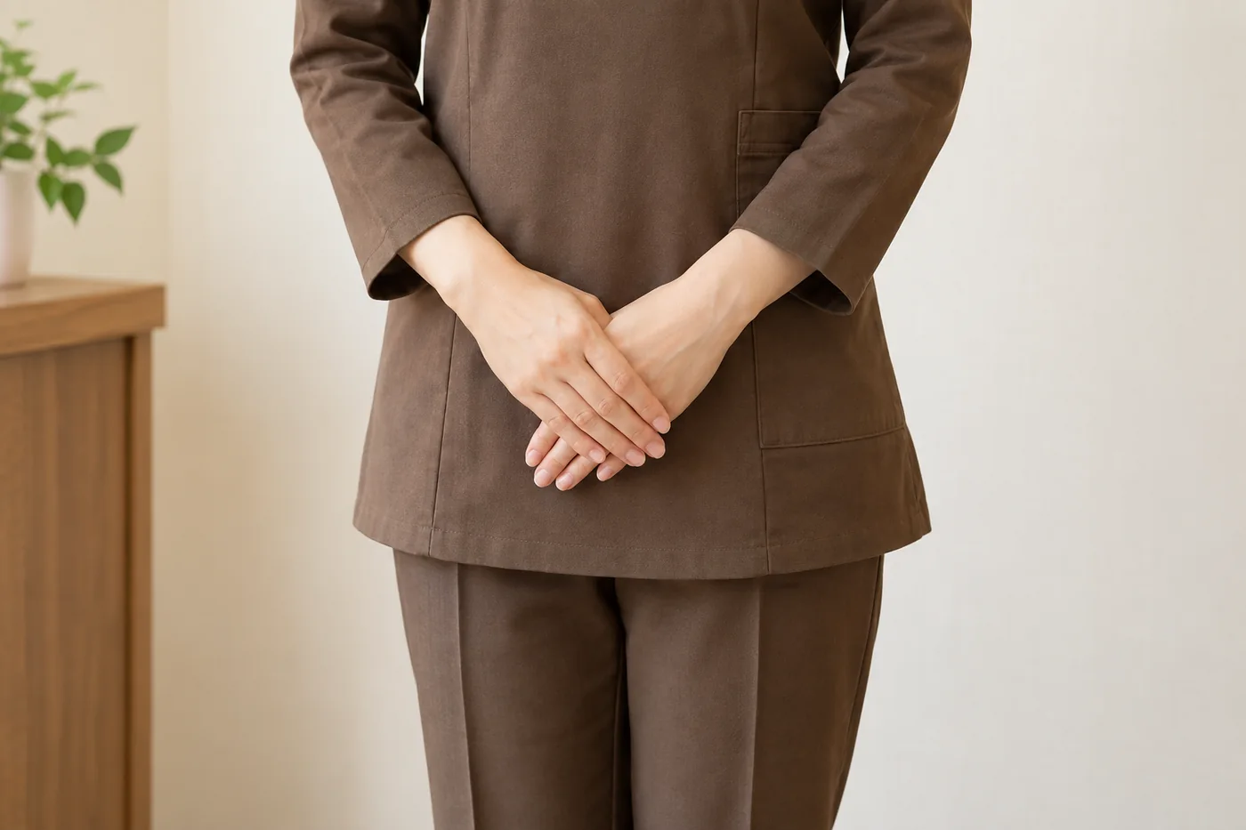 制服姿で丁寧に応対するスタッフの手元のイメージ