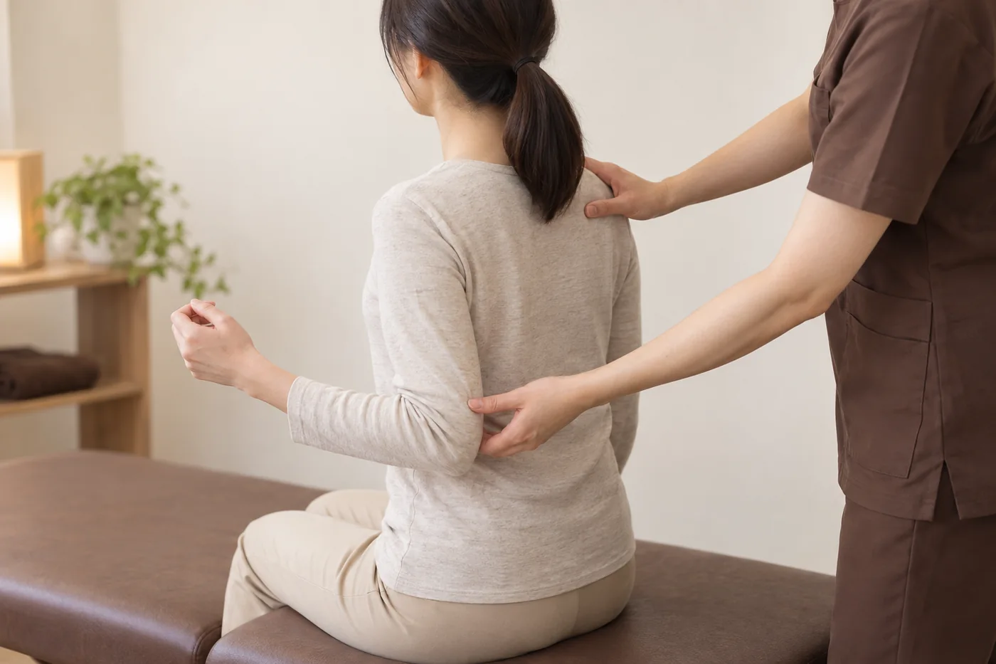 肘と前腕を支えながら行う穏やかなストレッチのイメージ