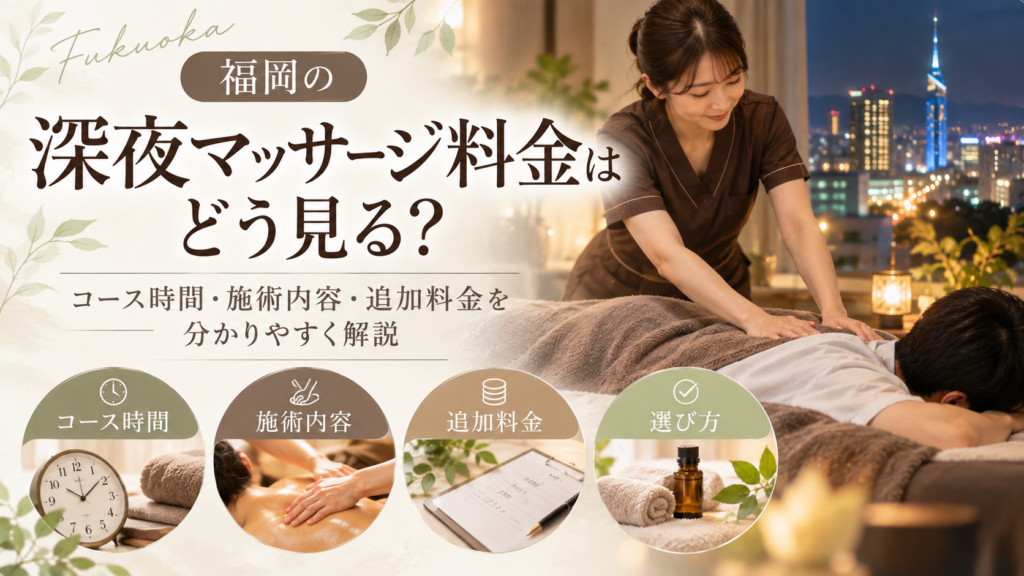 福岡の深夜マッサージ料金はどう見る？コース時間・施術内容・追加料金を分かりやすく解説