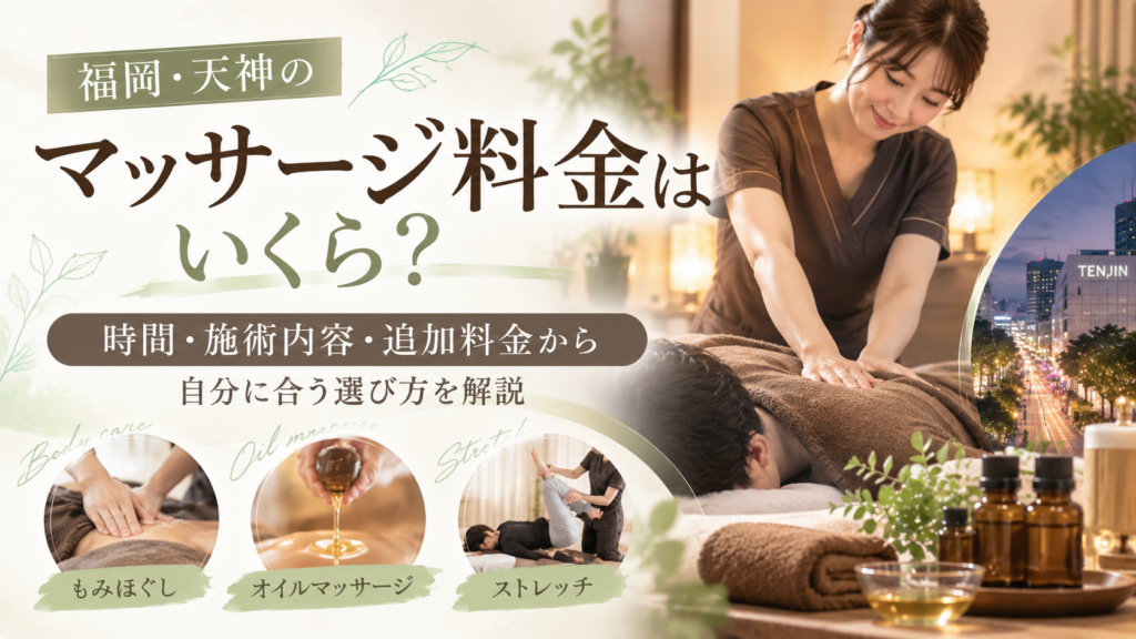天神のマッサージ料金はいくら？時間・施術内容・追加料金から自分に合う選び方を解説