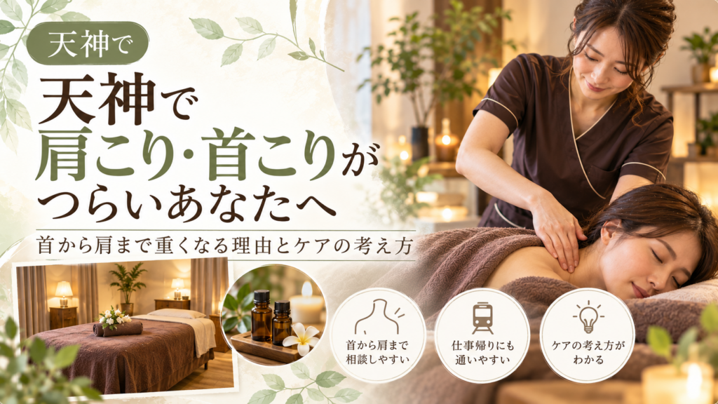天神で肩こり・首こりがつらいあなたへ｜首から肩まで重くなる理由とケアの考え方