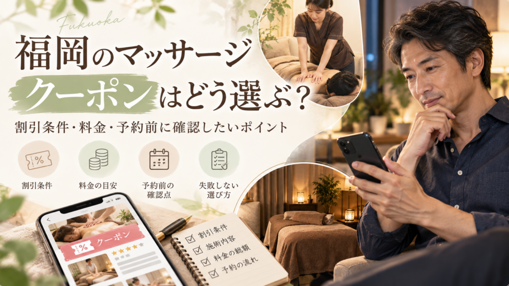 福岡のマッサージクーポンはどう選ぶ？割引条件・料金・予約前に確認したいポイント