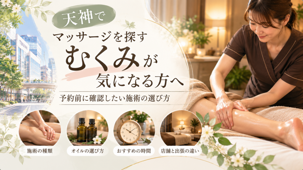 天神でマッサージを探す「むくみ」が気になる方へ｜予約前に確認したい施術の選び方