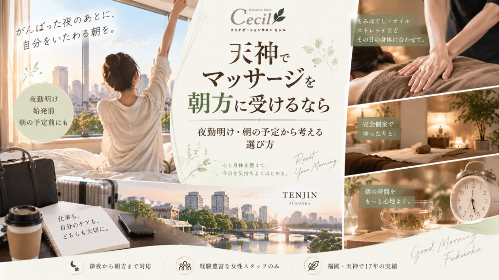 天神でマッサージを朝方に受けるなら｜夜勤明け・朝の予定から考える選び方