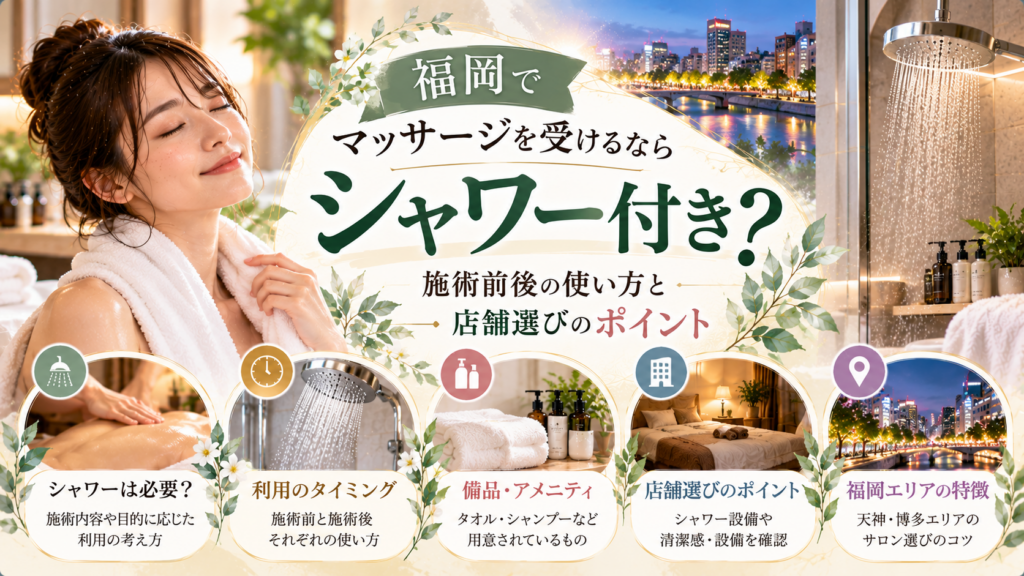 福岡でマッサージを受けるならシャワー付き？施術前後の使い方と店舗選びのポイント