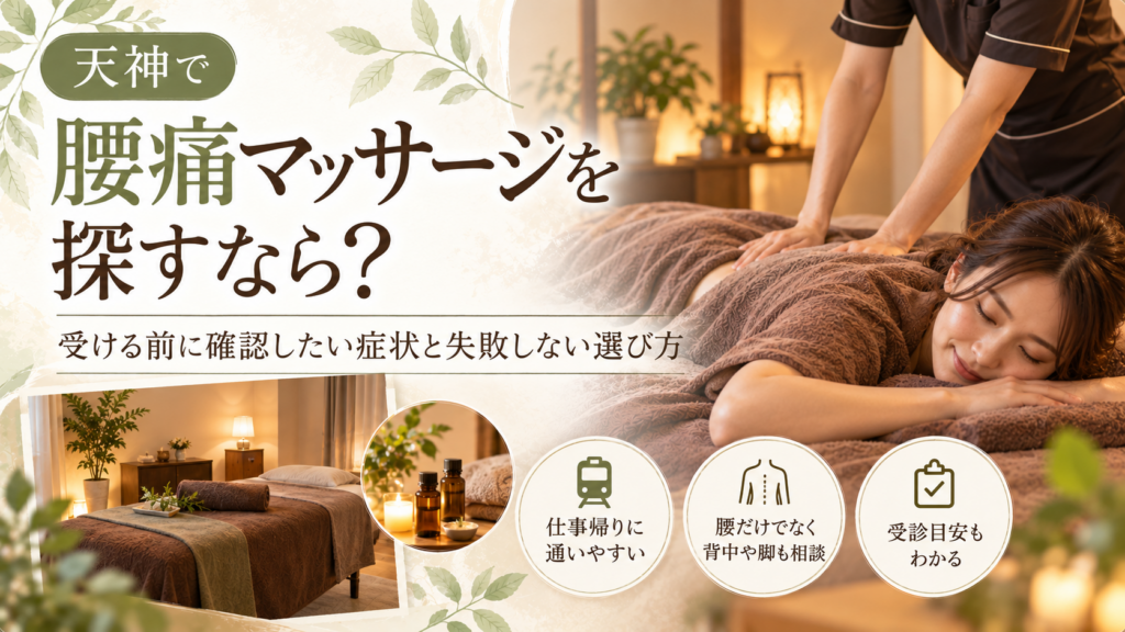 天神で腰痛マッサージを探しているあなたへ｜受ける前に確認したい症状と失敗しない選び方