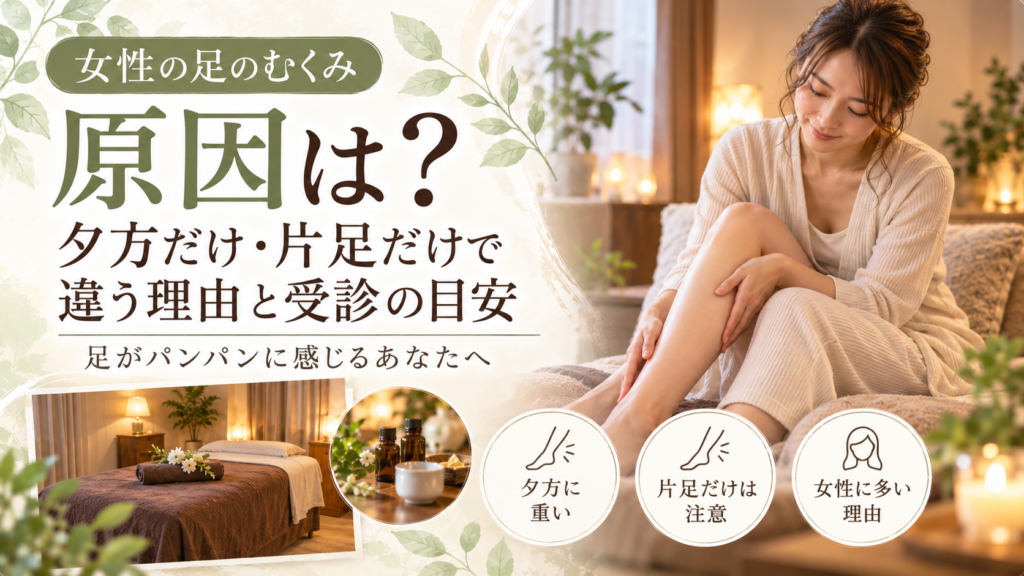 女性の足のむくみ、原因は？夕方だけ・片足だけで違う理由と受診の目安